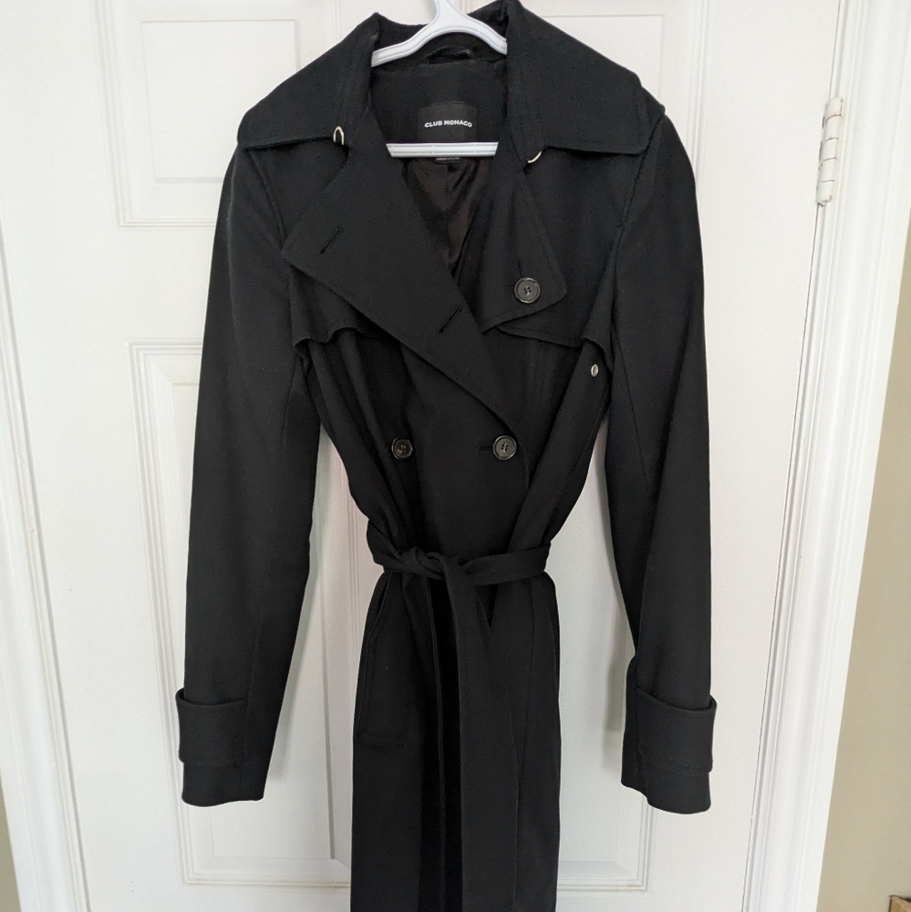 Club Monaco Black XS Trench Coat